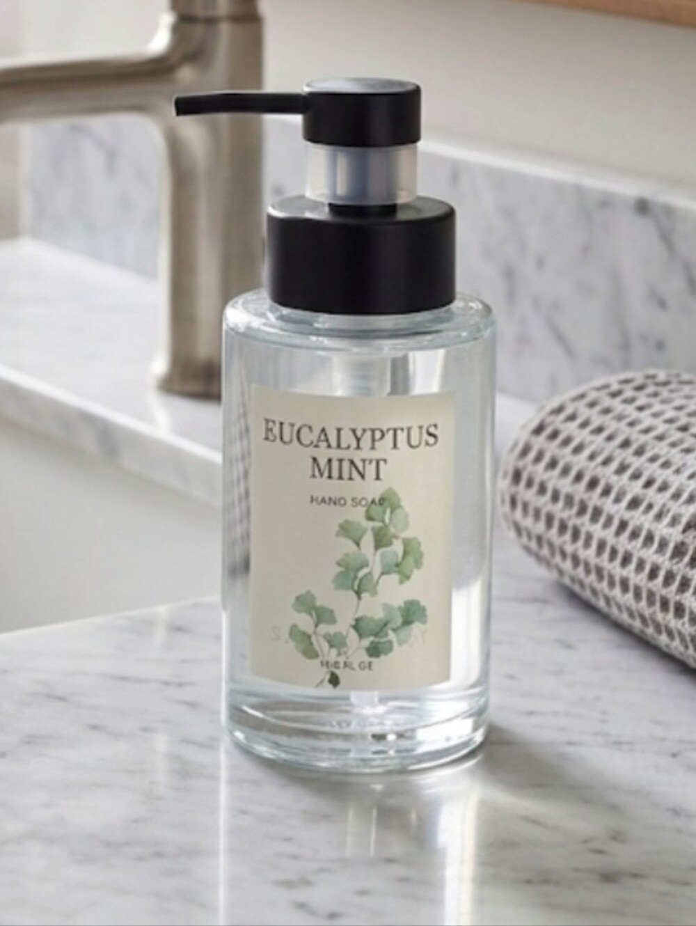 Sand + Fog Eucalyptus Mint Hand Soap ~ 11.8 oz ~ Glass Bottle